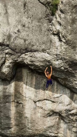 Climbing at the most difficult section of Al Légne, in Belgium