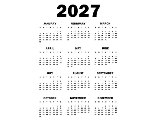 2027 Png Calendar Transparent Background, Minimalist Digital Calendar, Sunday Monday Start, Printable Calendar Jpg - Etsy UK