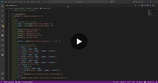 #python #pythonprogramming #codsoft #internship #calculatorproject #projectwork | vasavi nandikolla