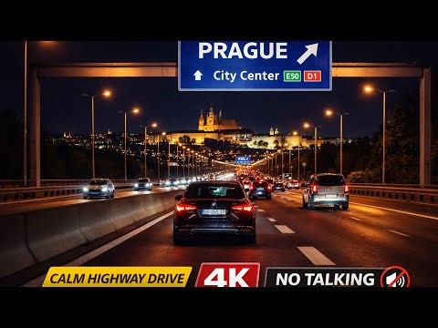 🚗 Prague D1 Night Drive | Calm Driving | 4K | No Talking
