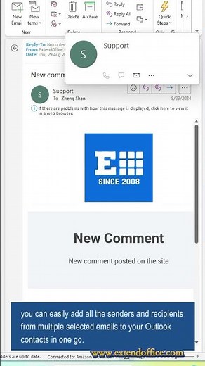 Add multiple senders and recipients from selected emails to Outlook contacts