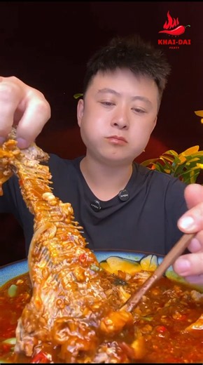khabar video.Part:04.🐟🍲 Eating Big Fish curry.By Khai-Dai Party. #asmr #chinesefood