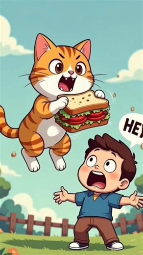 “Burger Battle with Fluffy Cat!” #animation #cartoon#shorts