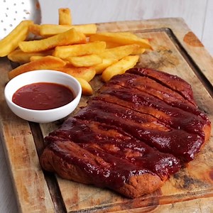 25K views · 394 reactions | These Vegan BBQ Ribs are the perfect vegan dinner for when you fancy something a little naughty - delicious, juicy vegan seitan ribs, slathered in sweet, sticky BBQ sauce. YUM. Click here for the full recipe and to try these beauties for yourself: https://www.bosh.tv/recipes/bbq-seitan-ribs #VeganRibs #Seitan #VeganMeat #VeganRecipes #BBQRibs | Bosh | Facebook