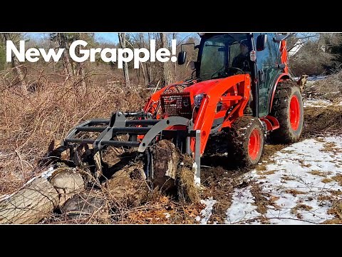 We Got An IronCraft Grapple For Our Compact Tractor! First Time Use - Let's See How It Works!
