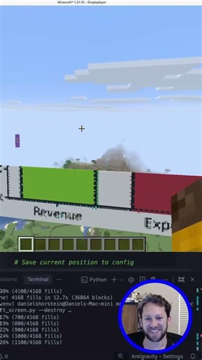 Building a giant 2D Dashboard in Minecraft with Python