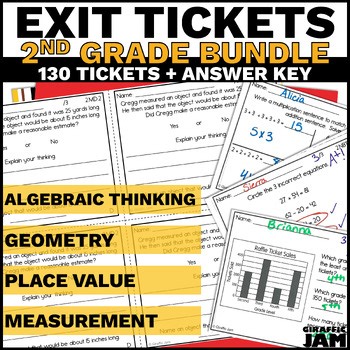 2nd Grade Math Exit Slips Bundle of Second Grade Exit Ticket Math Assessment