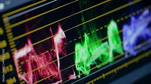 Work in a computer program. Color line curve and color balance. Color grading editor. Close up.