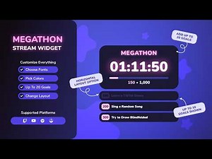 Megathon Timer Widget ⏱️ Subathon Countdown & Goals for Twitch Streams