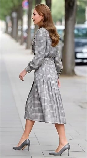 Elegant Plaid Midi Dress Outfit for Women, Classic Checkered Dress Style, Chic Office and Casual