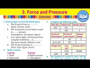 force and pressure class 8 | force and pressure exercise | 8th science exercise 3 #class8 #8thclass