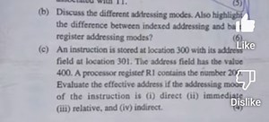 (b) Discuss the different addressing modes. Also highlight the ... | Filo