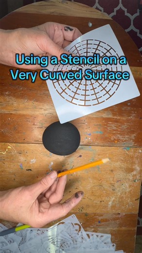 Rock Painting Tip: How to use a Stencil on a Curved Rock? This tip will make it easier to draw a stencil on even very curved rocks with evenly spaced mandala help lines every time! #dotpainting #mandalarockpainting #dotpaintingtips #creativepractice | Mandala Rock Beach