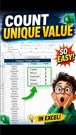 Count Unique Values in Excel in Seconds! ⚡ Easy Formula for Beginners #shorts #excel