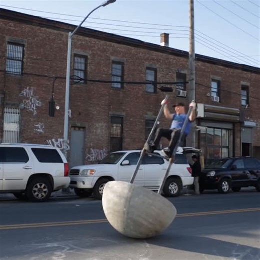 David Henry Nobody Jr on Instagram: "riding my Human Weeble Wobble and getting hit by a school bus in 2017🤪😆😂 one of my most viral videos and one of my most original innovations that i first made in 1995 in NYC - the Weeble is a social sculpture designed to allow the audience at an event or exhibition to ride it, breaking down the 4th wall and allowing people to create their own governance. video shot my @jazzaddikt the piece was exhibited @superchiefgallerynft in 2019 and appeared in @vice c