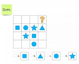 Find the missing shape in the grid.Options:a. Squareb. Tri... | Filo