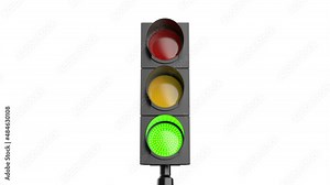 Traffic light changing between green, yellow and red