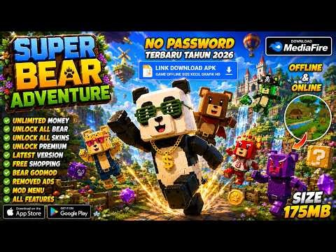 Super Bear Adventure Mod APK v12.1.5 Unlimited Money + All Skins Unlocked 2026