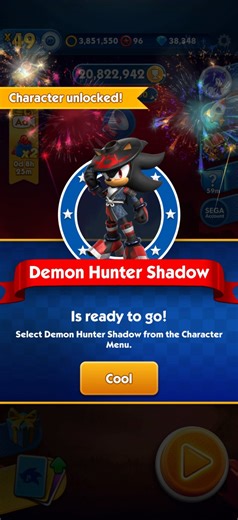 Sonic Dash 2026 - Unlocking Moment Of Demon Hunter Shadow