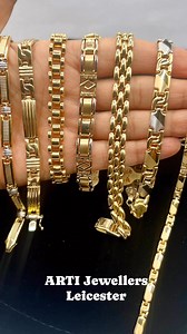 Our largest selection of 14 K gold men’s bracelets available in different weights and sizes. Please visit our shop -Arti jewellers 65 Narborough #14kgoldjewellery #gold #goldjewellery #14KgoldRoad Leicester LE3 0LE. Or we can post the jewellery to anywhere in the UK. | ARTI JEWELLERS