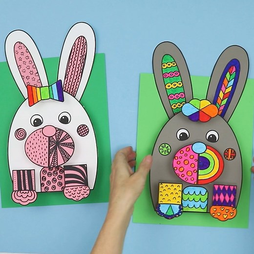 8.4K views · 76 reactions | Design a 3D Bunny! Every bunny has its own unique pattern and personality shining through. So fun for kids to make for Easter or Spring. Get the template here: https://www.thecrafttrain.com/3d-pattern-bunny/ | The Craft Train | Facebook