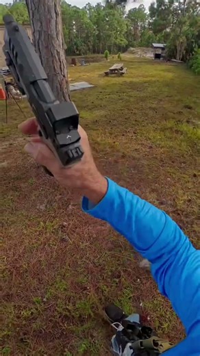 1 bullet one ☝️ GUN 1 pine 🌲 tree kicked a 9mm into the chamber & Shooting 110 YARDS ONE HANDED