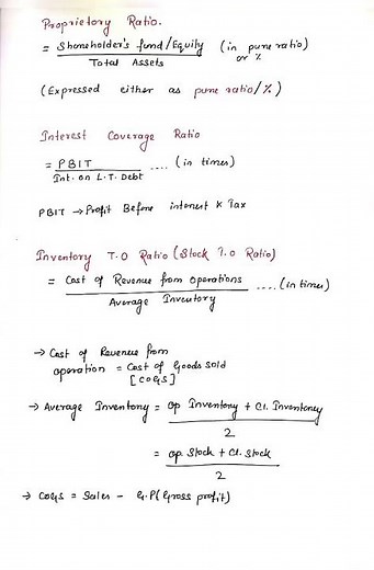 CBSE ISC Class 12 Accounting Ratios formulas | handwritten notes