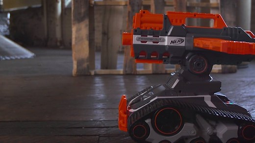 The Nerf N-Strike Elite Terrascout RC Drone is ready to go the distance. An 18-dart clip, multi-terrain tracks, and built-in HD camera take your Nerf game up a notch—and get it all on video. | Nerf