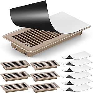 Kigley 12 Pcs Floor Vents Register with Magnetic Vent Covers 4" x 10" Set Including 6 Pcs Steel Floor Register with 6 Vent Covers for Wall and Ceiling Registers, Home, RV, HVAC
