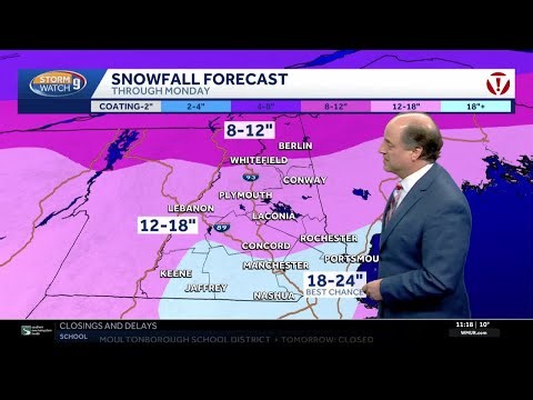 Video: Snow to continue through Monday across New Hampshire