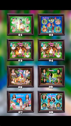 Cuadros de caritas para Niña con fondos profesionales temáticas de princesas Masha y el oso y Moana | Producciones "Alberto"