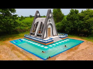99 Days in Forest! Building The Most Creative Modern A-Frame Cabin House With Design Swimming Pool