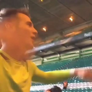 Vaclav Cerny singing with the away support at the piggery. Welcome 💙 | Rangers ‘til I Die