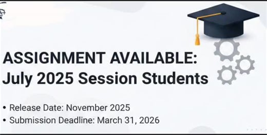 IGNOU-KU-CLUSTER -BOSE-UPDATES BY DAR BASIM (MBA) on Instagram: "📢 BIG UPDATE FOR IGNOU STUDENTS (2025–26) 📢 IGNOU Assignment Question Papers are officially OUT for July Session Admission 2025–26! 📚 Start Preparing Your Assignments Now! Writing takes time — it easily takes a month, so ACT NOW and stay stress-free later. 🗓 Important Dates: • Assignment Submission Starts: February 2026 • Last Date for Submission: March 2026 • Exam Form Opens: March 2026 • June 2026 – Term-End Examinations ✨ 20