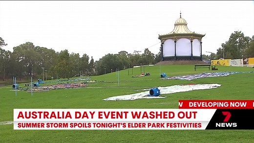 Adelaide's unpredictable summer has struck again with heavy rain sparking flash flooding across the city and suburbs. Tonight's Australia Day festivities have been washed out. #Adelaide #7NEWS