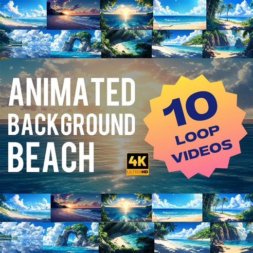Animated Beach Backgrounds | 10 Ocean Loop Videos 4K | Tropical, Streaming & Vtuber Backdrops - Etsy