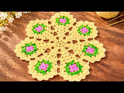 💛 STUNNING 💛 Round Crochet Doily Design from 7 Squares | Easy Crochet Pattern Lesson 394