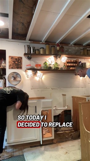 When you live inside a gymnasium and can’t finish the walls because the kitchen is only a fraction of the space…changing your mind is simple! But costly. We actually found a water leak and needed to investigate so now here we are… #renovating #school #gymnasium #schoolrenovation #kitchenrenovation