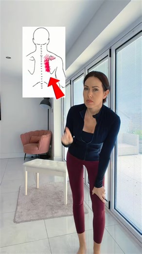 Rhomboid pain relief with this simple stretch you can do from home ✅ #backpain #backexercise #homeworkout | Abi Mills Yoga