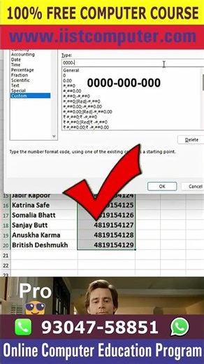 How To Put Hyphen Between Numbers in Excel | Excel Me Number Ke Bich Me Hyphen Kaise Daale