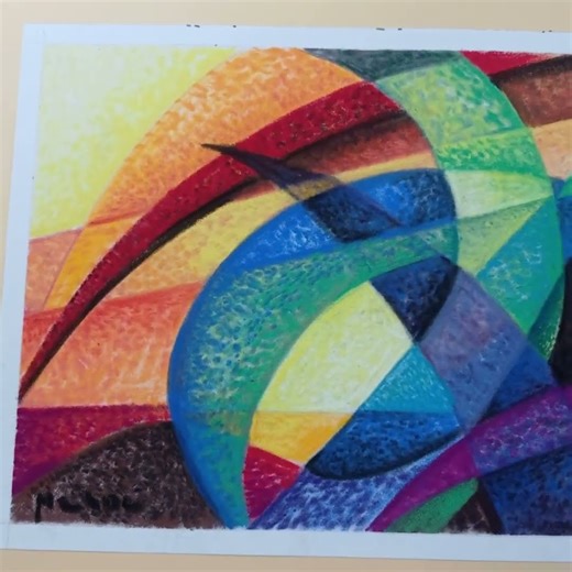 “Abstracción en movimiento – (28/11/2025)pasteles a la tiza Sennelier