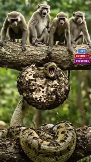 Monkeys Use a Beehive as a Weapon Against a Giant Snake! 😱🔥🐒🐍 | PrimorisWild