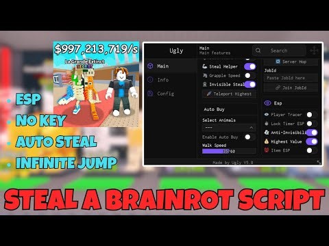 *NEW* Steal a Brainrot Script [Pastebin 2025] | Instant Steal | Infinite Jump & MORE! *NO KEY*