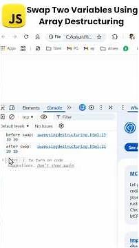 Swap Two Variables Using Array Destructuring | JavaScript Trick