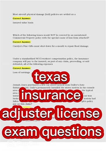 texas insurance adjuster license exam questions