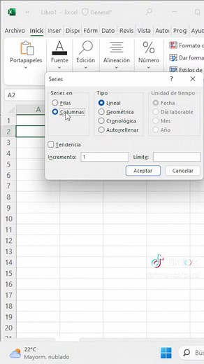 Creando una serie de números del 1 al 100 en Excel