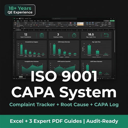 ISO 9001 CAPA System Excel Template | Complaint Tracker & Root Cause Analysis Dashboard | Audit Ready Quality Management Tool | Dark Mode - Etsy Australia
