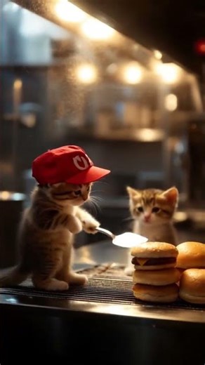 Kittens work at McDonalds