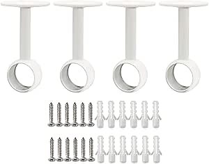 Alise Curtain Rod Holder Bracket 1''Dia,Closet Rod Holders Wall Mount,Ceiling Mounted Curtain Rod Flange Brackets,Ceiling Curtain Rods Brackets for Bathroom Curtain,Stainless Steel White Finish,4 Pcs
