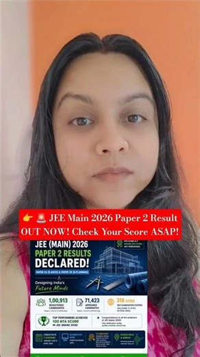 👉 🚨 JEE Main 2026 Paper 2 Result OUT NOW! Check Your Score ASAP!#jeemains #class12